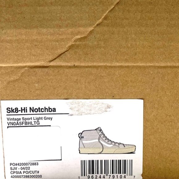 VANS Sk8-Hi Notchback Split VR3 Shoes Women Canvas Light Gray Suede VN0A5FBHLTG - Picture 7 of 8